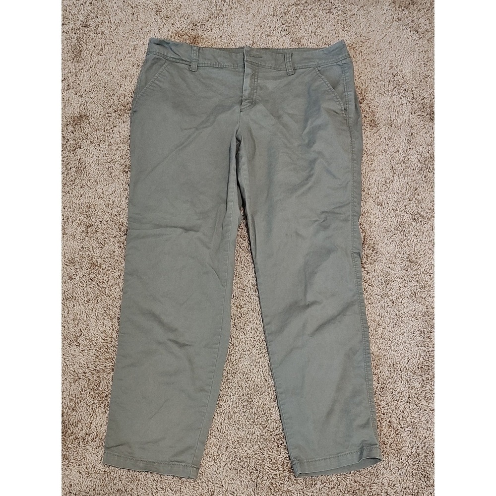 Gap Women Olive Green Khakis Vintage Rolled Crop Chino Pants Size 8R